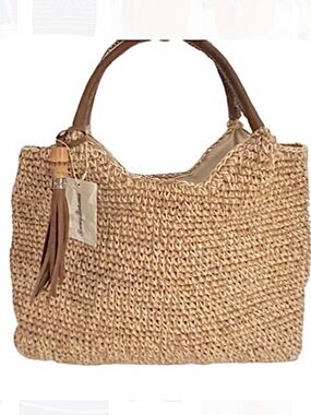 🆕- Tommy Bahama-Boho Woven Straw Tote Bag.